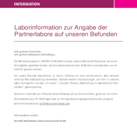 Laborinformation zur Angabe der Partnerlabore auf unseren Befunden